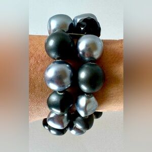 Faux Black/Grey Pearl & Beaded Bracelet #1204